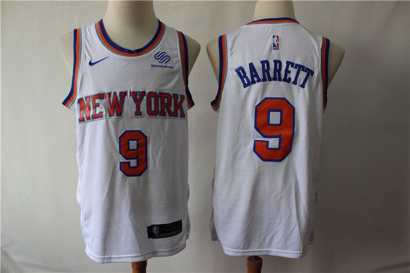 Men New York Knicks 9 Barrett White Game Nike NBA Jerseys